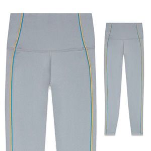 Nike Yoga Gray Rainbow High Waisted 7/8 Skinny Workout Silver Legging NEW S